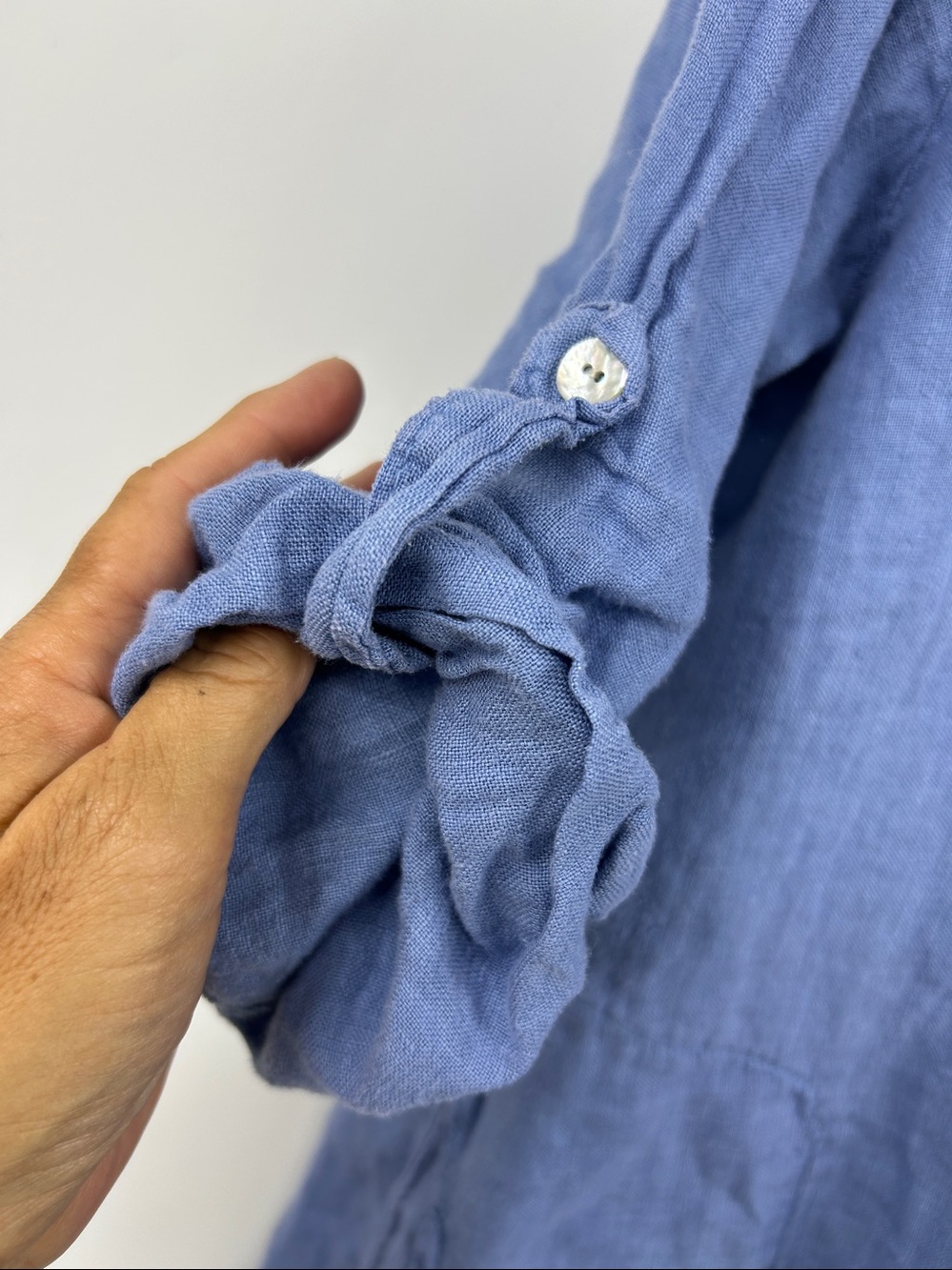 Made in Italy 100% Blue Linen Dress High Slits Pockets Size M - Picture 3 of 11